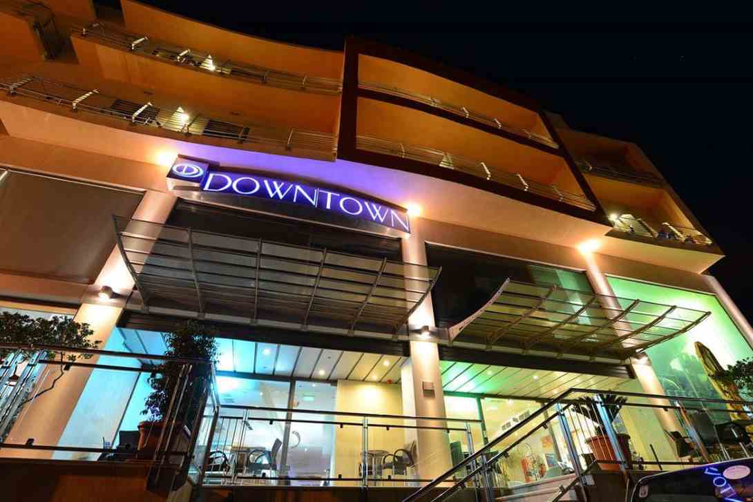downtown hotel evening entrance